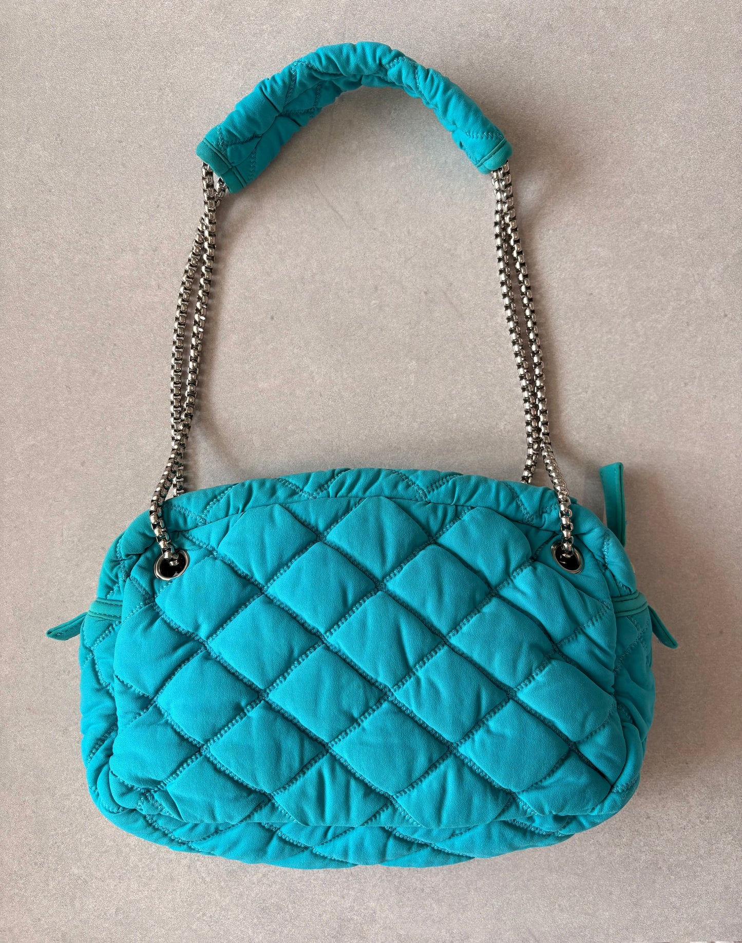 Chanel Turquoise Quilted Bubble Chain Bag