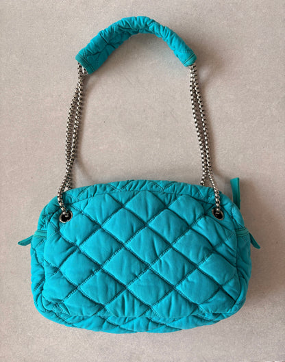 Chanel Turquoise Quilted Bubble Chain Bag
