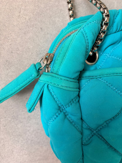 Chanel Turquoise Quilted Bubble Chain Bag