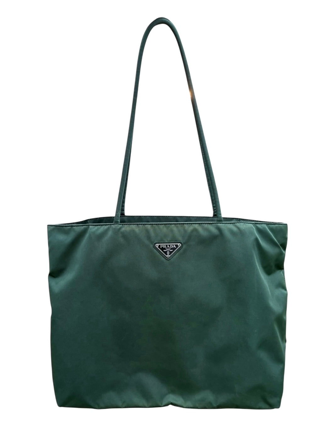 Prada Green Nylon Shoulder Tote Bag