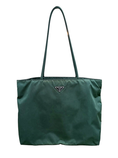 Prada Green Nylon Shoulder Tote Bag