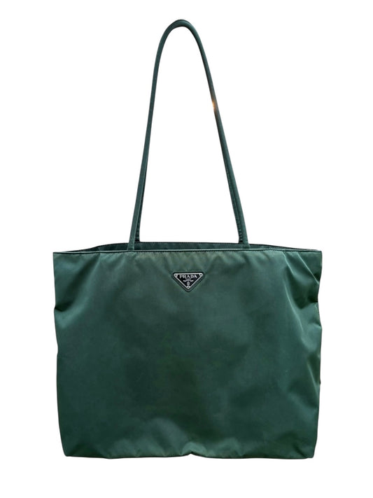 Prada Green Nylon Shoulder Tote Bag