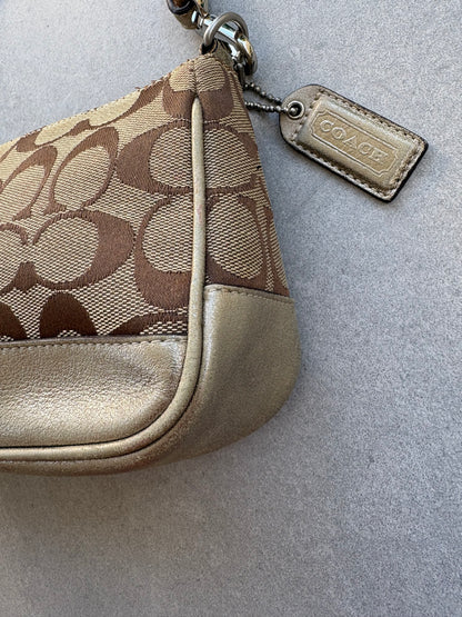 Coach Signature Demi Beige and Silver Shoulder Bag