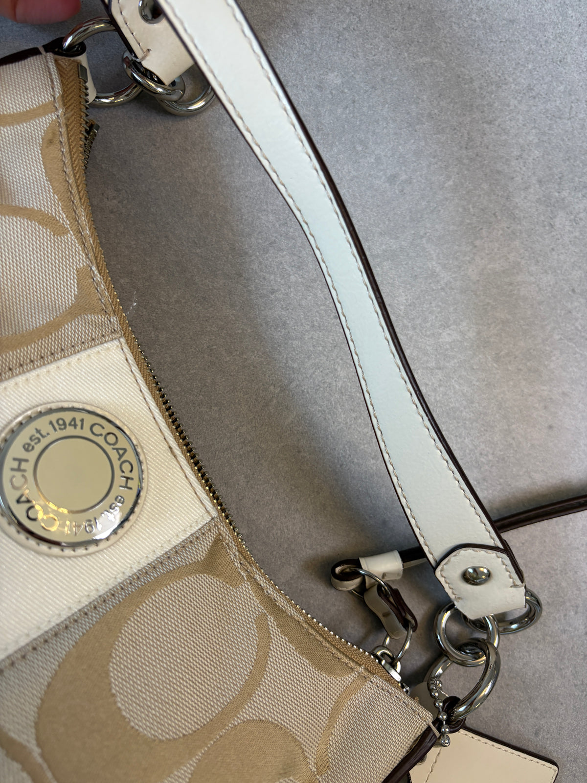 Coach Poppy Beige Shoulder Bag