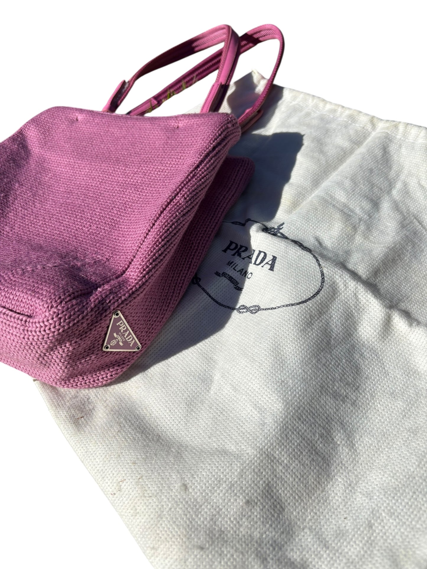 Prada Knit Shoulder Tote Bag Pink