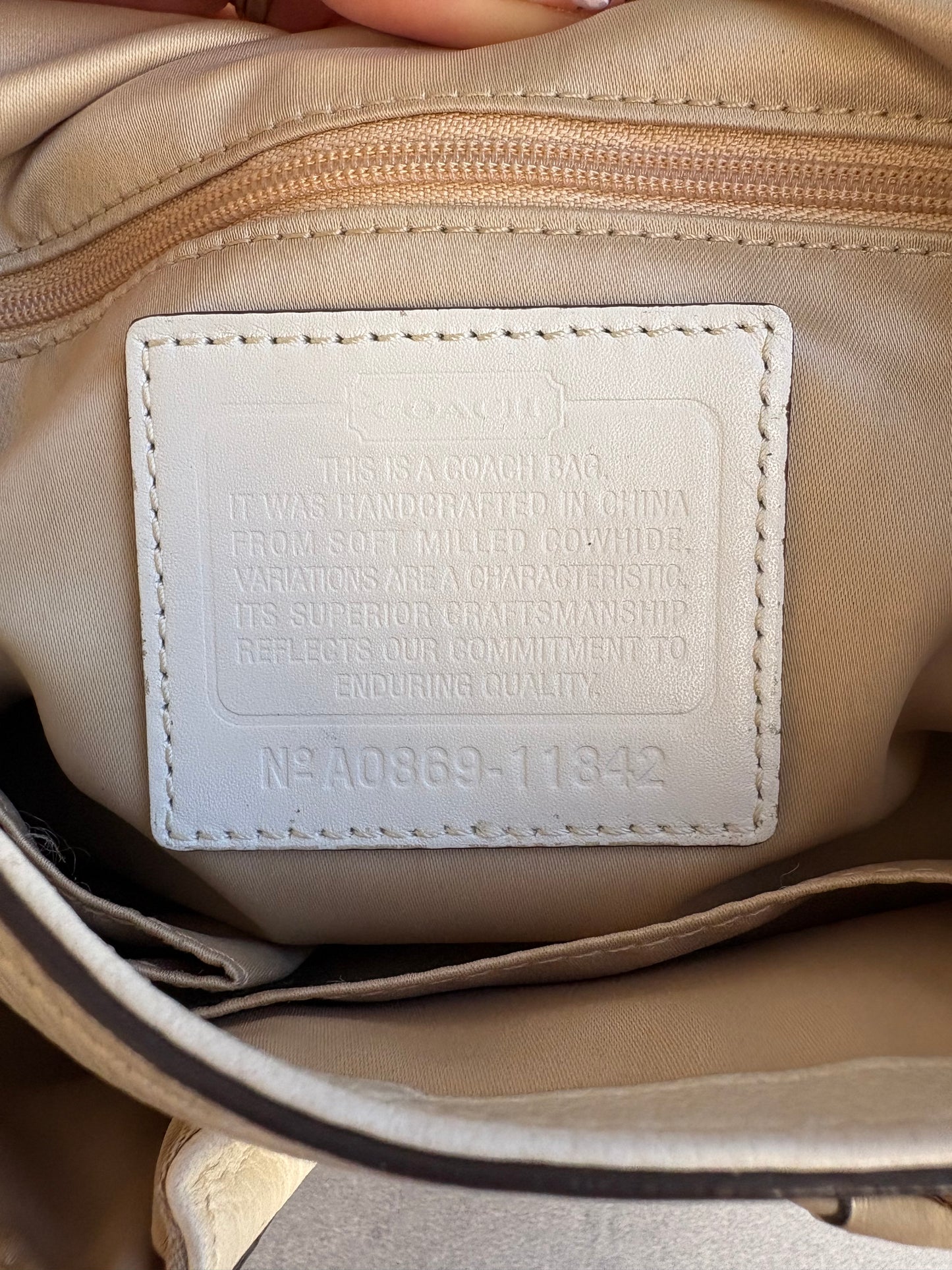 Coach Soho Legacy Cream and Brown Leather Shoulder Bag
