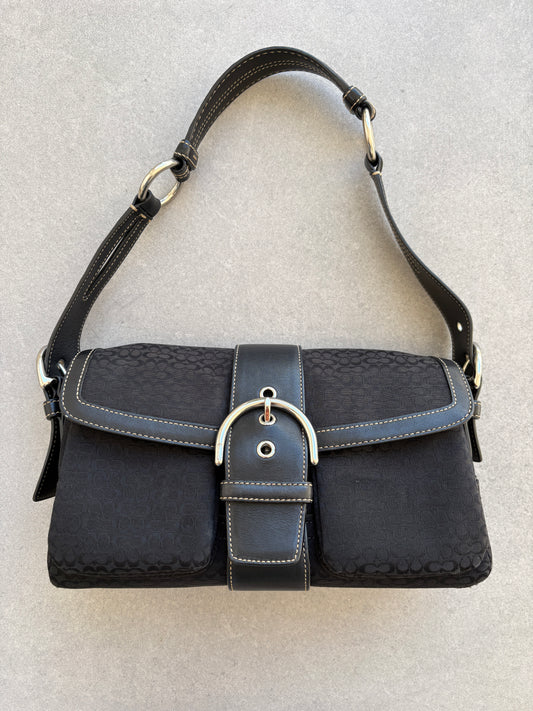 Coach Soho Black Monogram Shoulder Bag