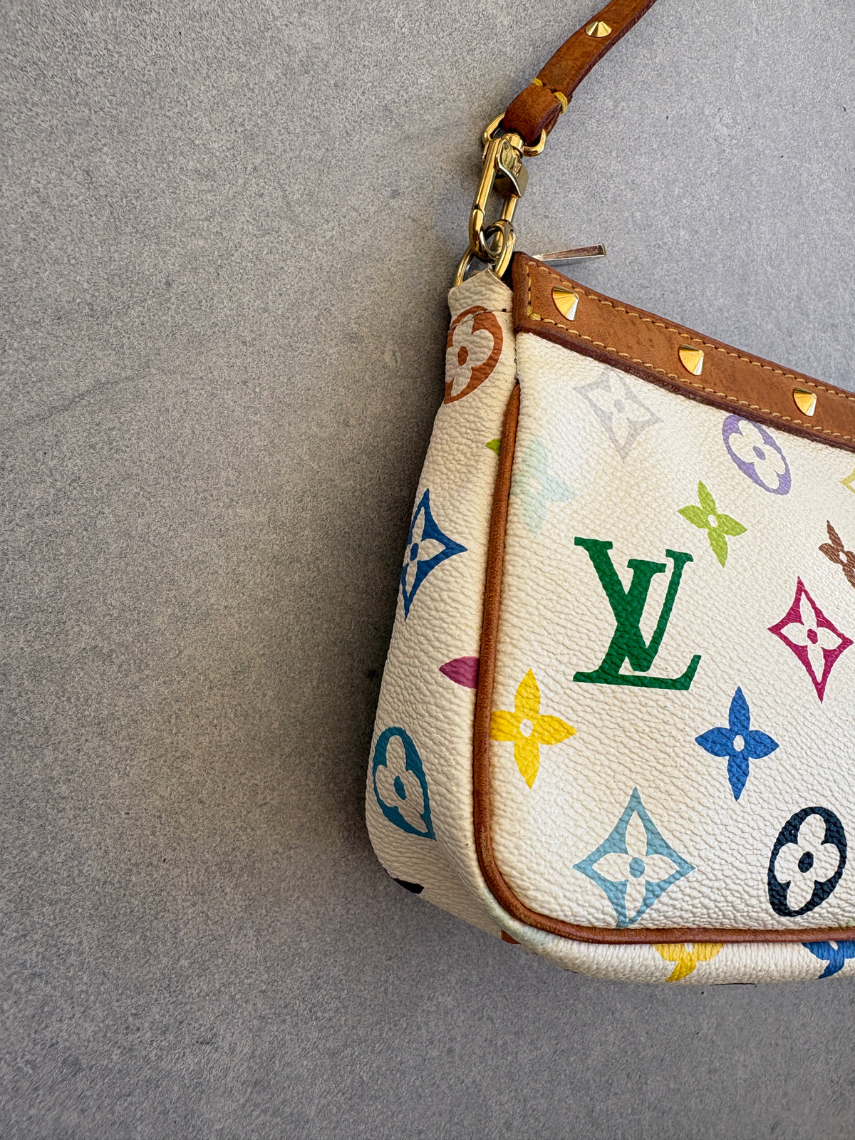 Louis Vuitton x Takashi Murakami White Multicolour Pochette Accessoires 2000s