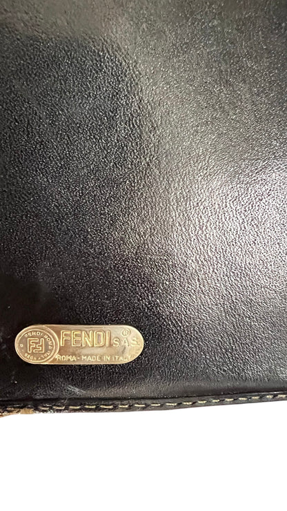 Fendi Black/Tobacco Zucca Canvas and Leather Wallet