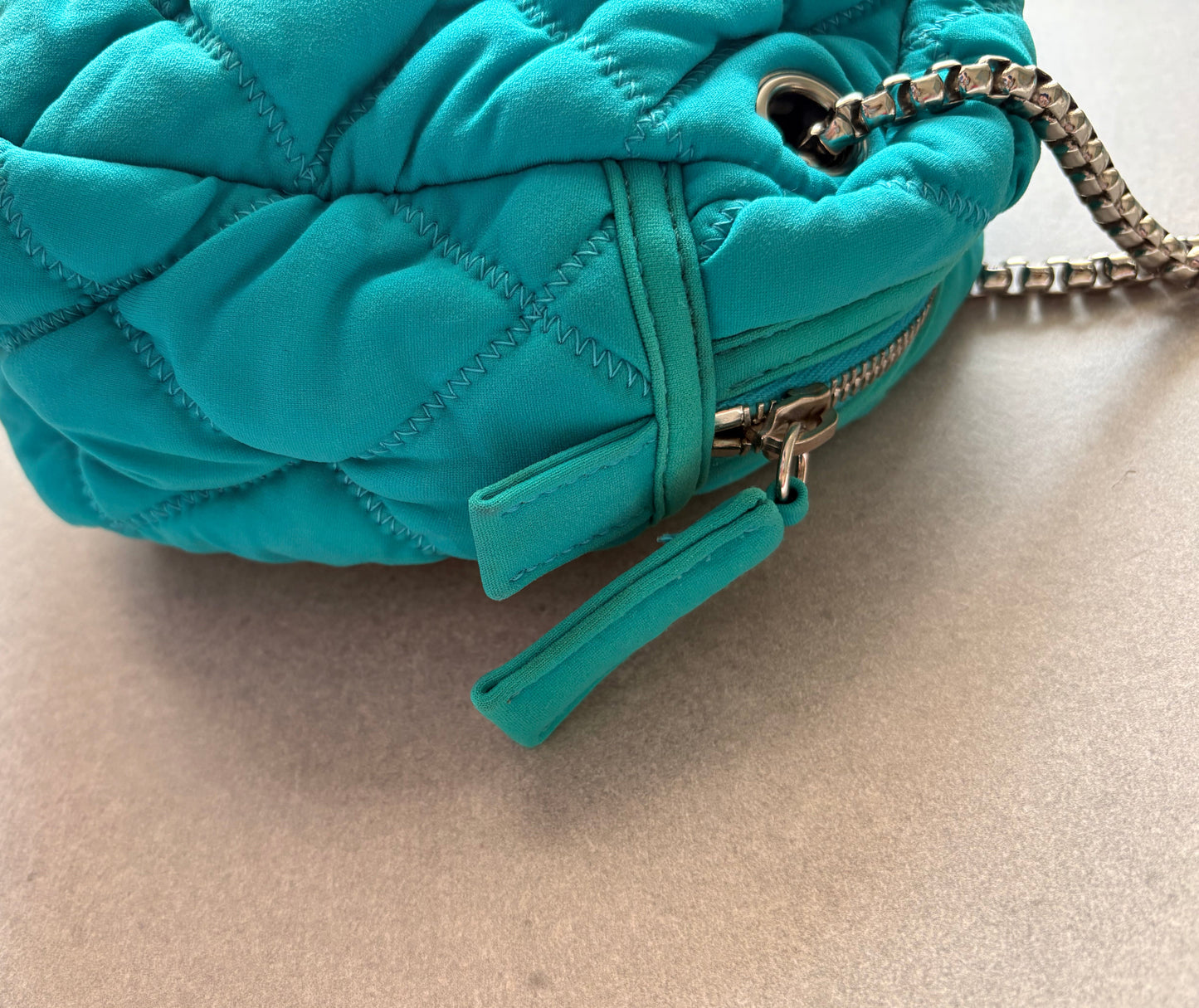 Chanel Turquoise Quilted Bubble Chain Bag
