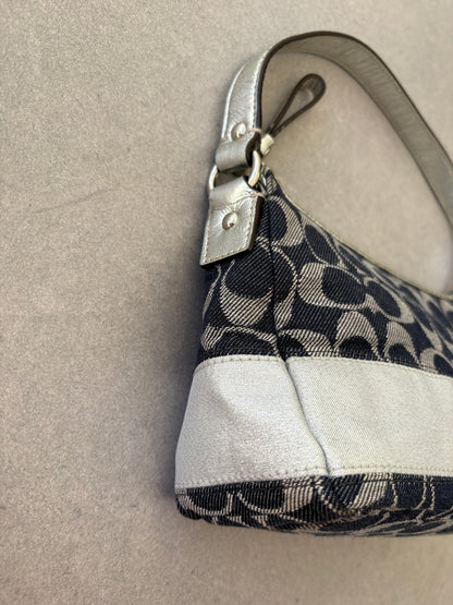 Coach Demi Denim and Silver Pouch