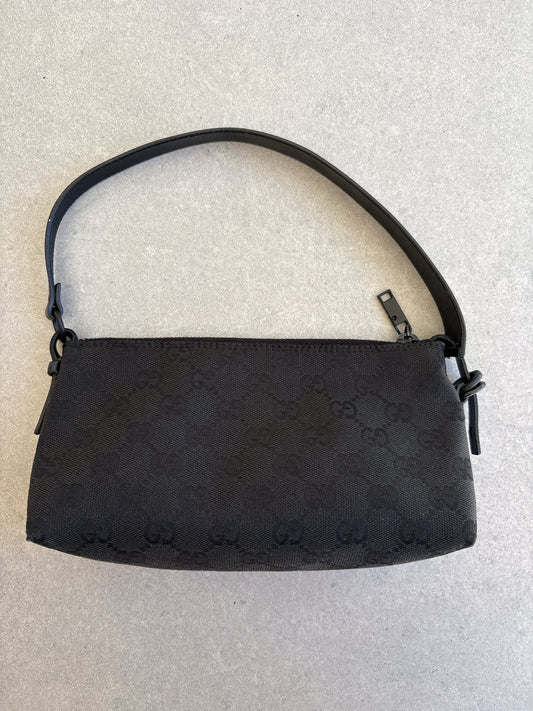 Gucci Black GG Canvas and Leather Pochette