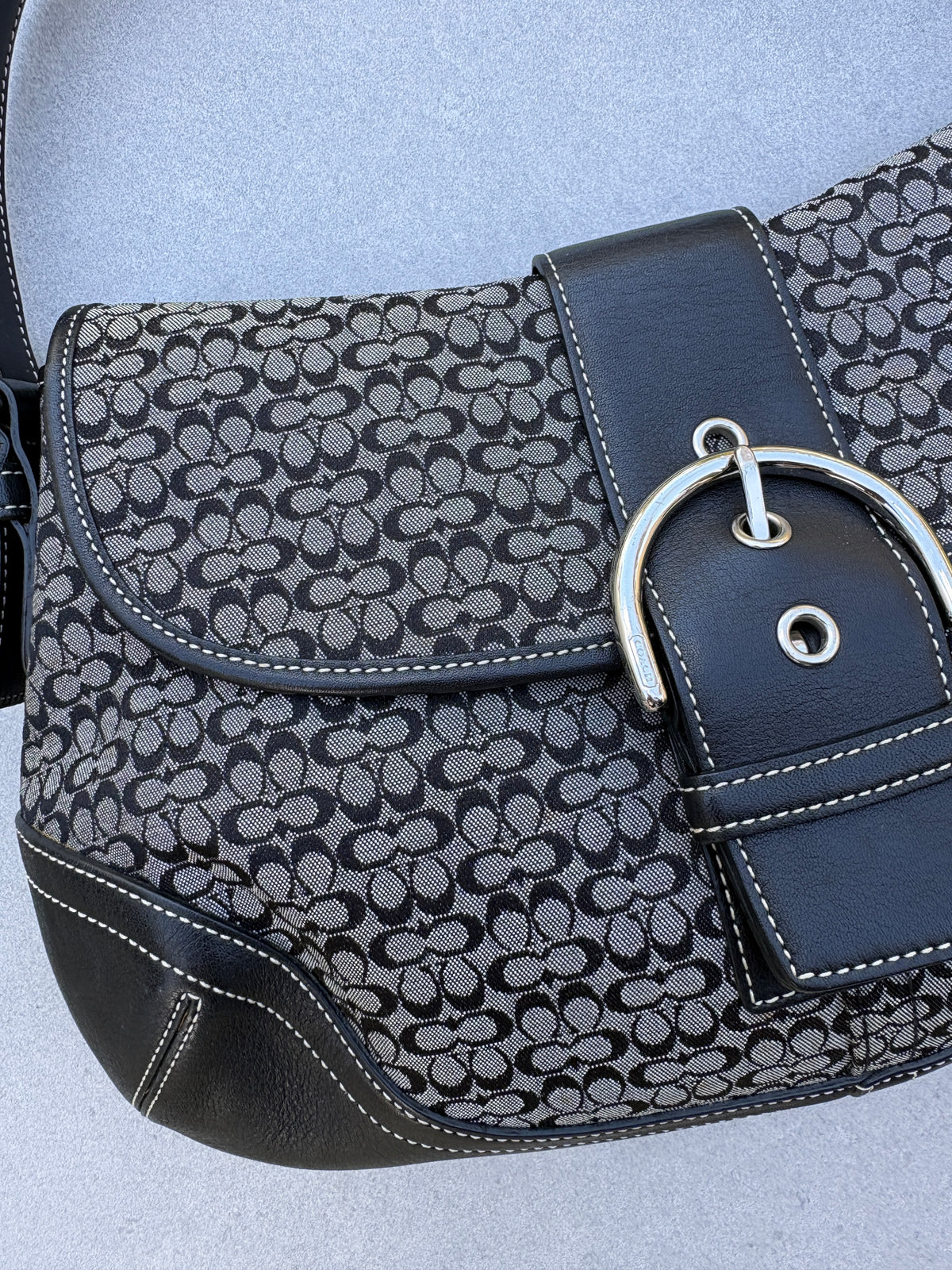 Coach Soho Black Monogram Shoulder Bag