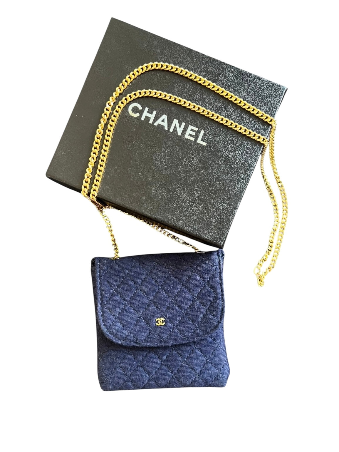 Chanel Chain Pouch Jersey Navy