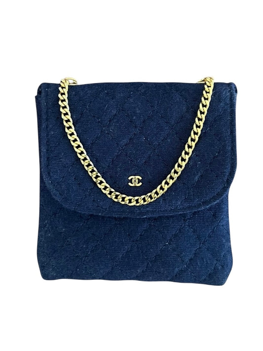 Chanel Chain Pouch Jersey Navy