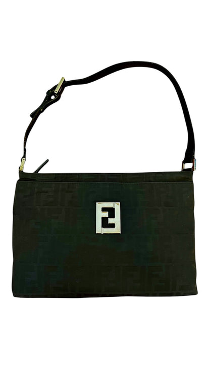 Fendi Zucca shoulder bag in black canvas