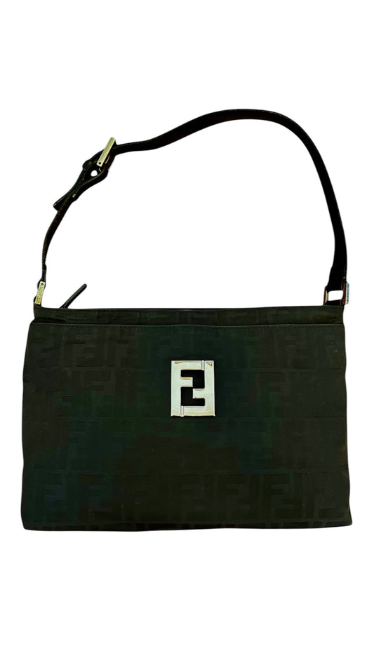 Fendi Zucca shoulder bag in black canvas
