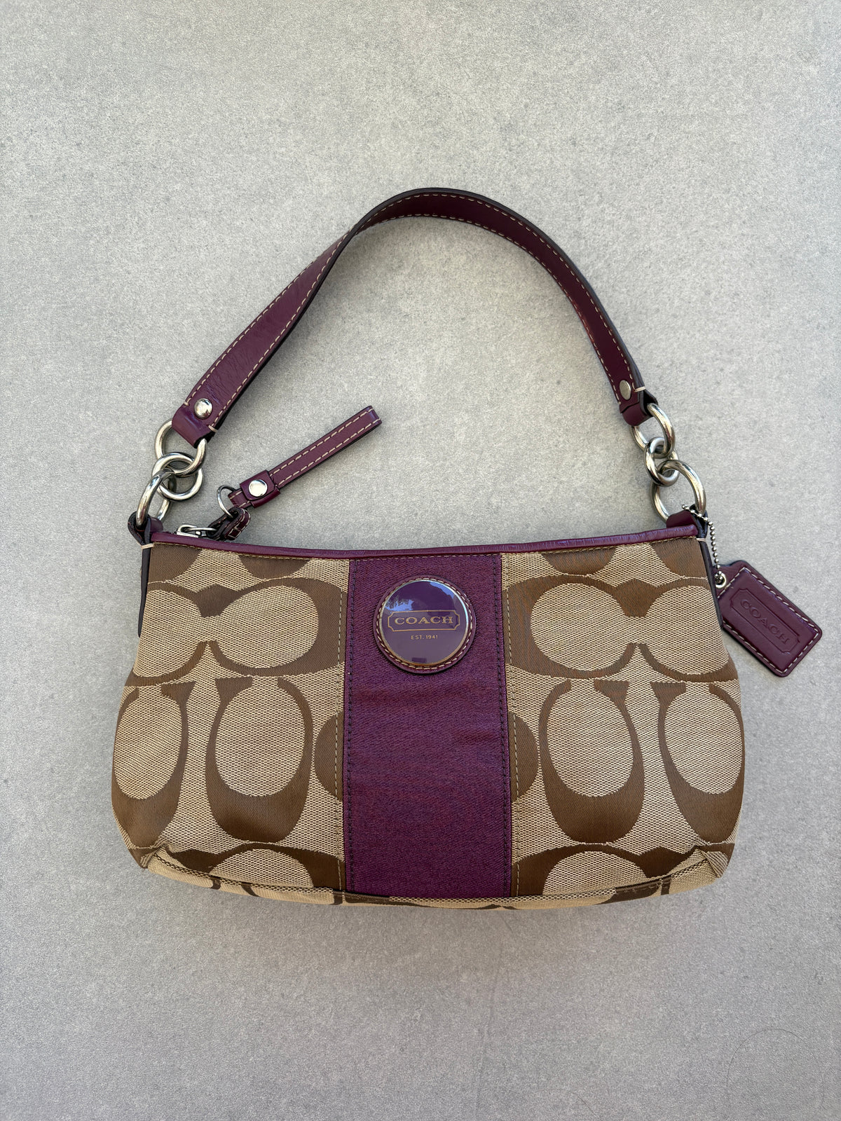 Coach Poppy Purple Monogram Shoulder Bag