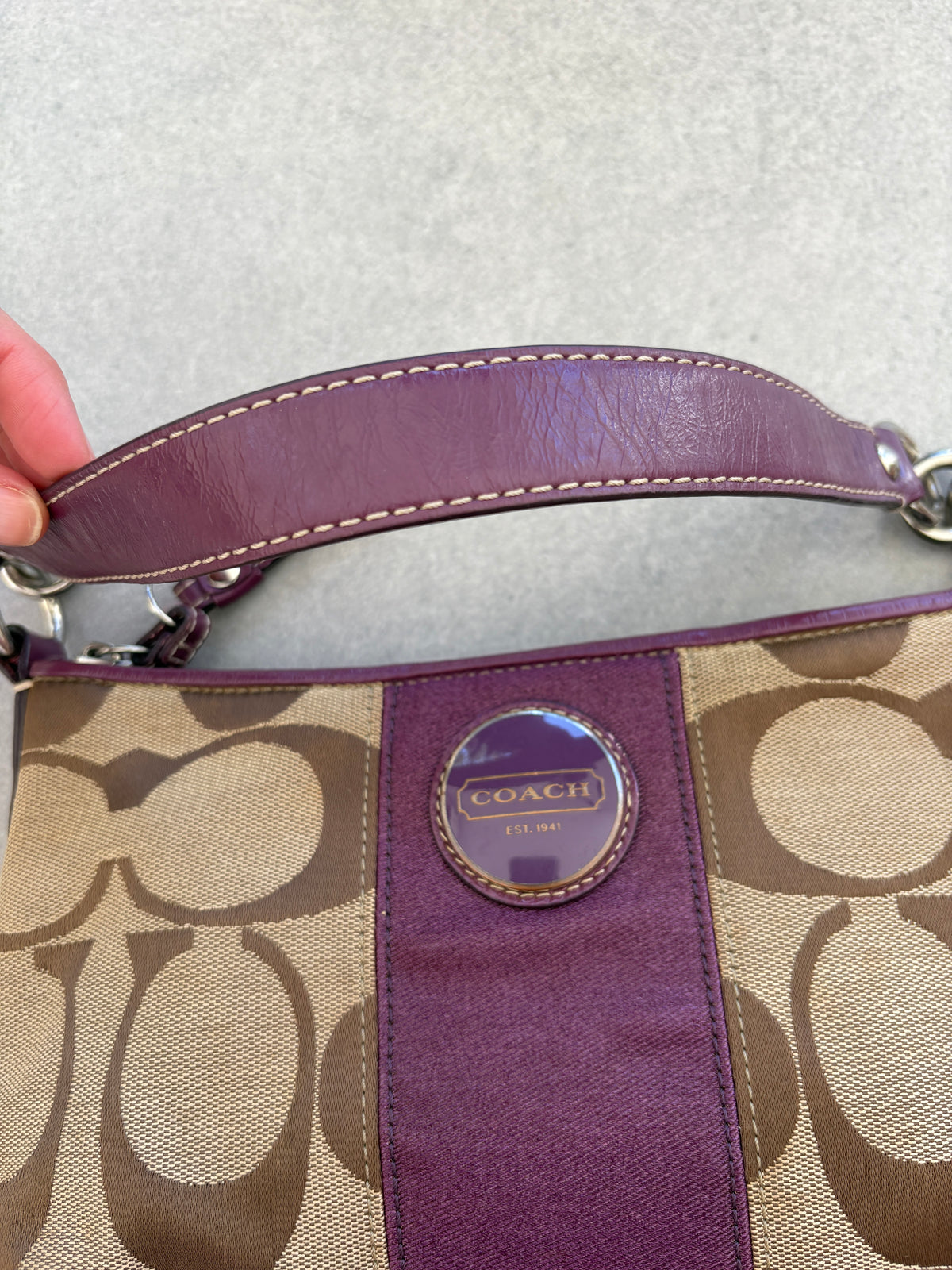 Coach Poppy Purple Monogram Shoulder Bag