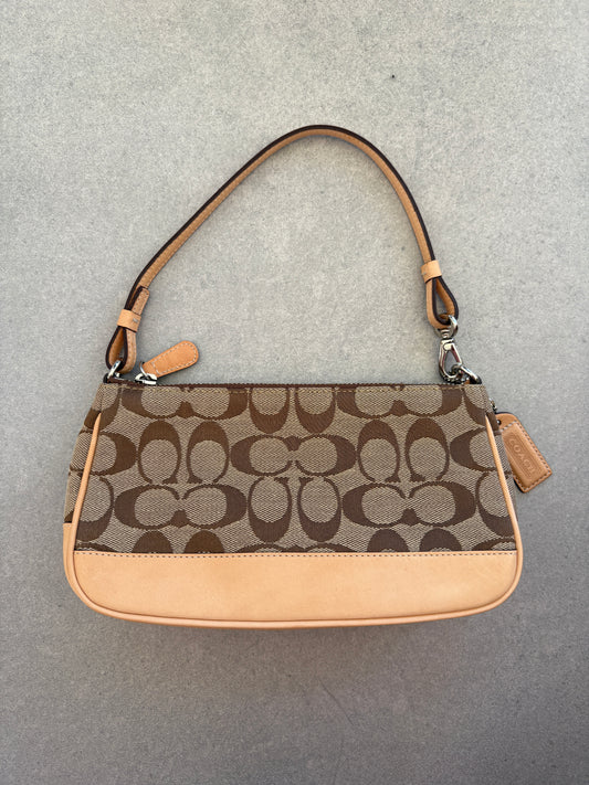 Coach Demi Beige and Brown Shoulder Bag