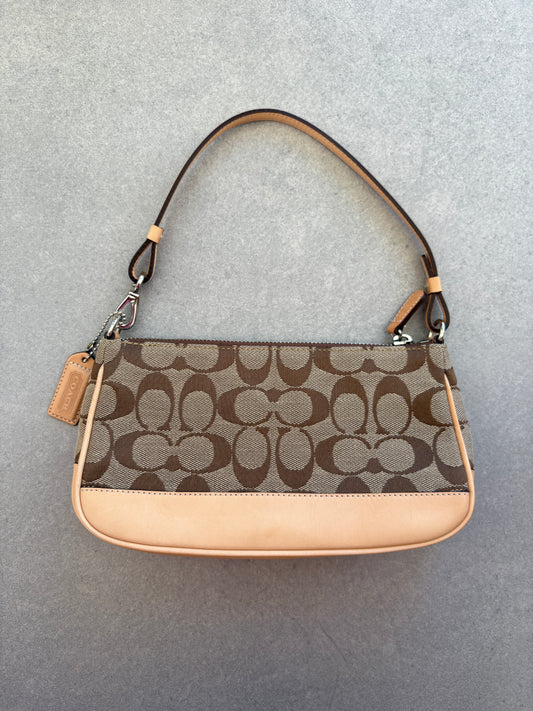 Coach Demi Beige and Brown Shoulder Bag