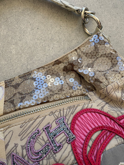 Coach Poppy Scribble Monogram Shoulder Bag