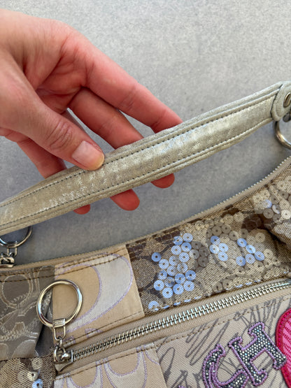 Coach Poppy Scribble Monogram Shoulder Bag
