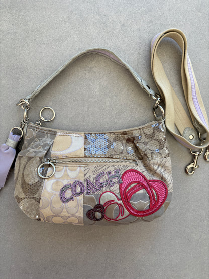 Coach Poppy Scribble Monogram Shoulder Bag