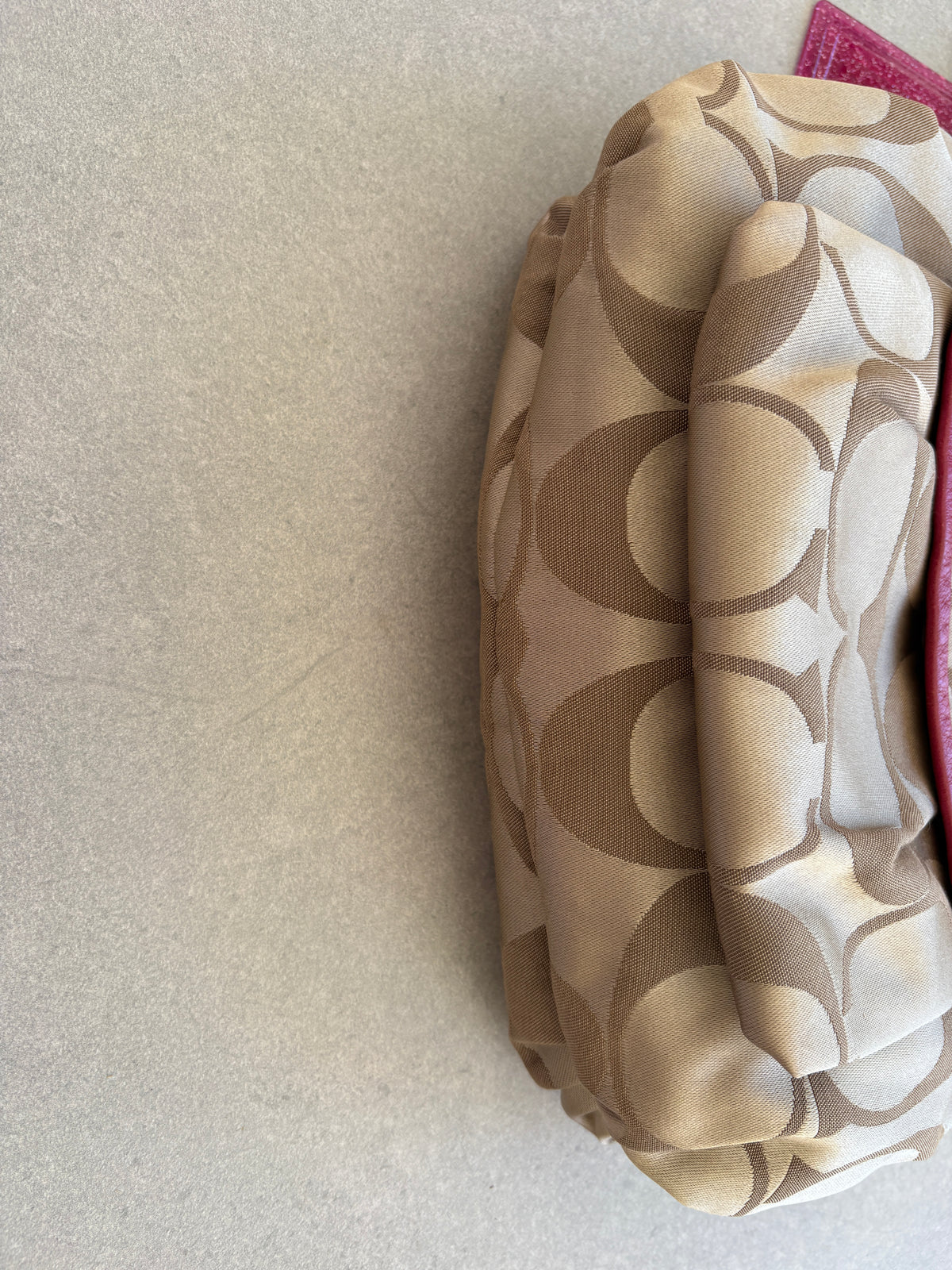 Coach Poppy Pink and Beige Monogram Shoulder Bag